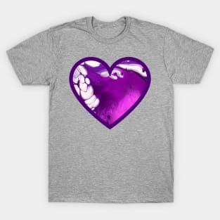 Purple/Lavender Paint Pour Heart T-Shirt